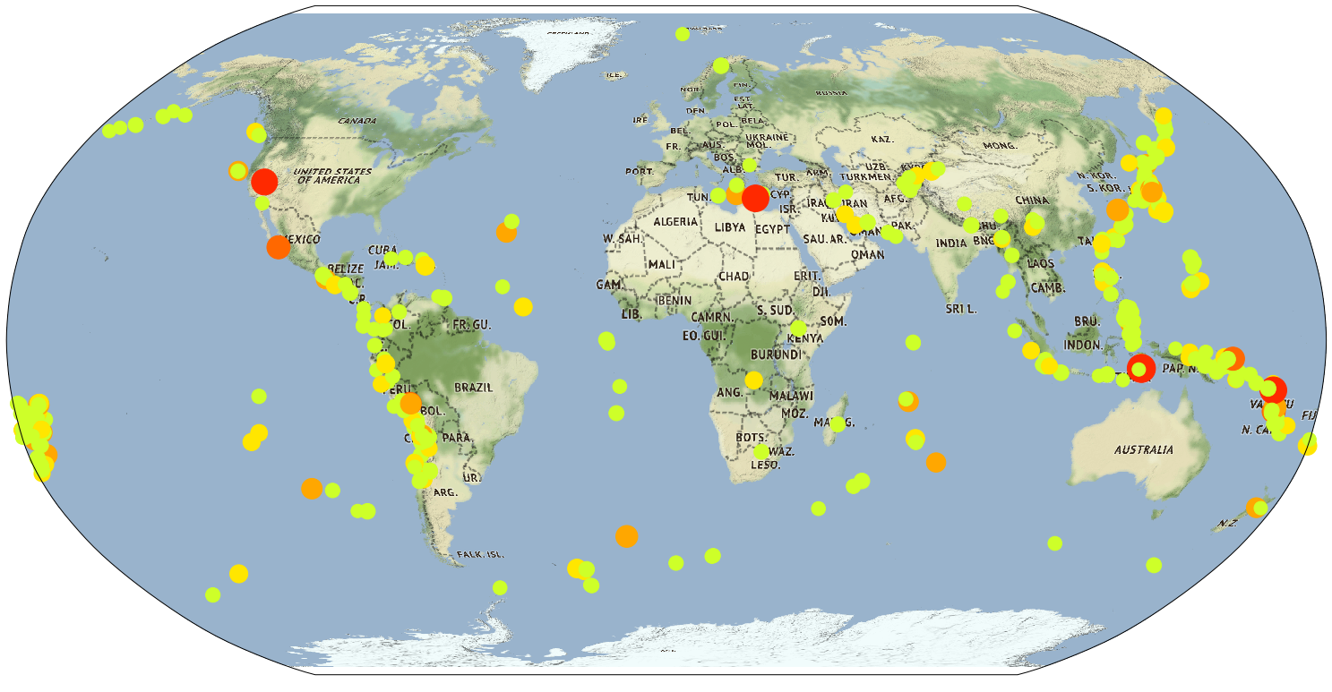 5 землетрясений в мире. Землетрясения последних лет на карте. Землетрясения за последние годы на карте. Карта землетрясений в мире за последний год.